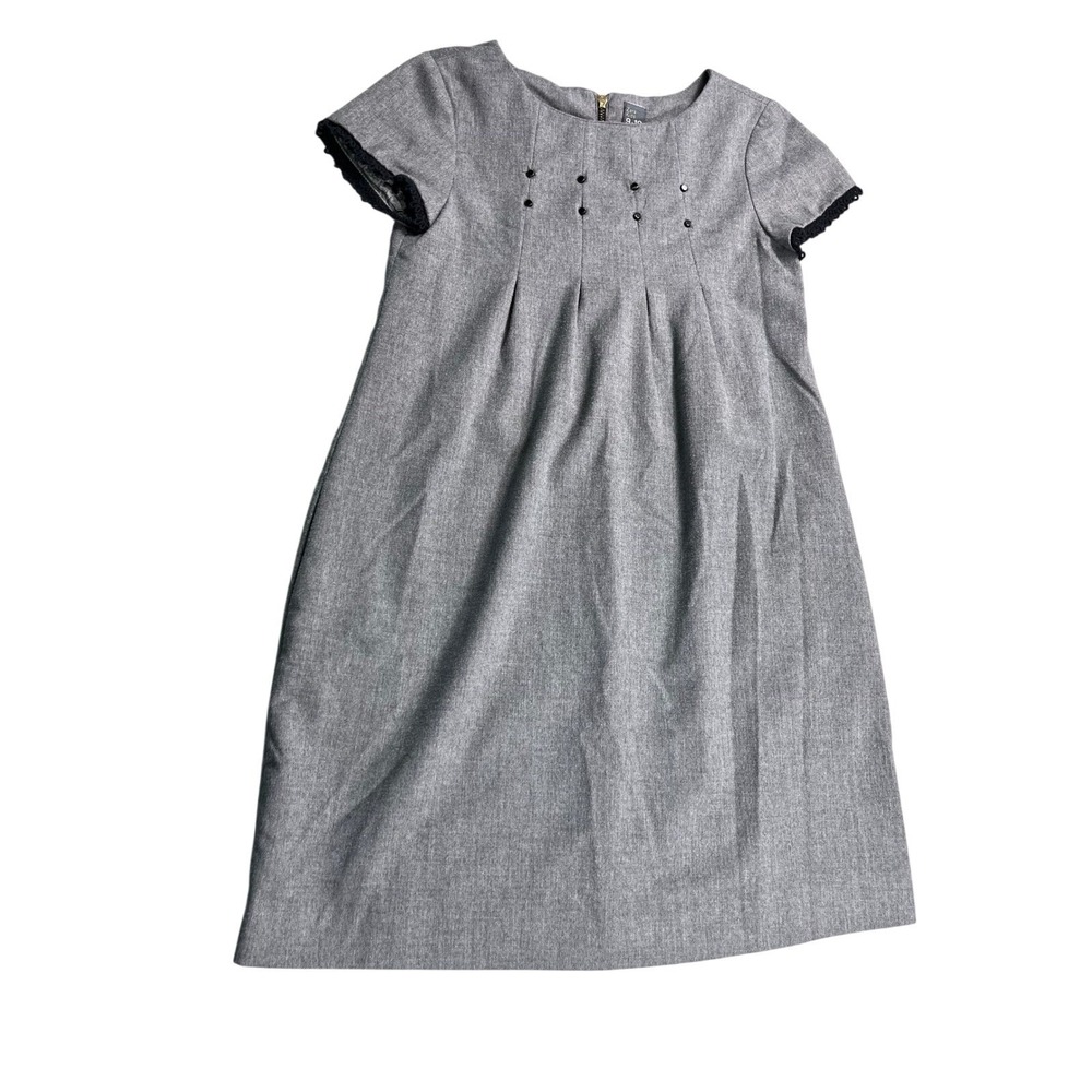 Zara‎ Kids Gray A-Line Dress Size 9/10 Embellished Short Sleeve Girls